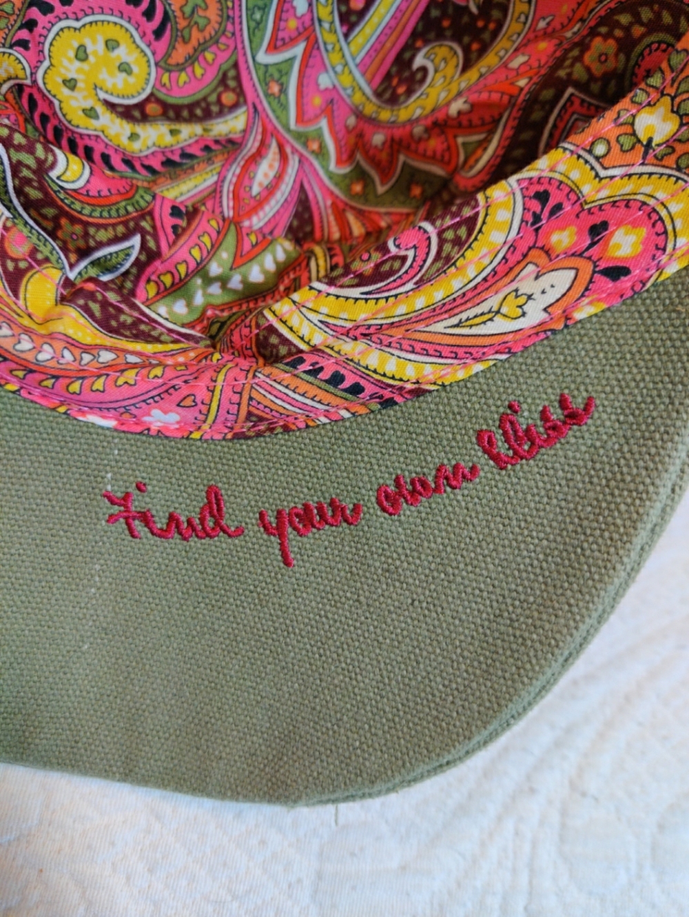 Karma Hat "Find Your Own Bliss" Floral Applique Studded Embroidered Cadet Cap - Picture 8 of 10
